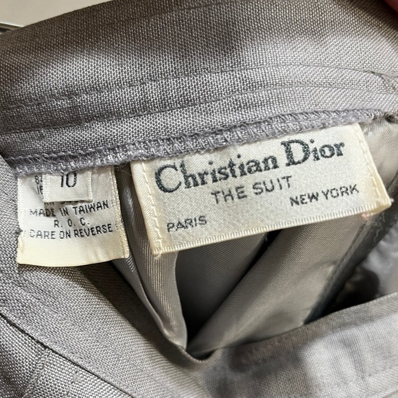 Christian Dior Vintage The Suit Gray Linen Rayon Blend Skirt Sz 10 - Picture 8 of 9